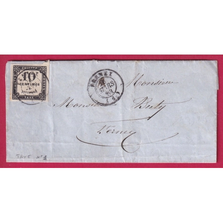 TAXE N°1 TTB CAD FERNEX FERNEY VOLTAIRE POUR FERNEY LETTRE COVER FRANCE