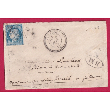 N°60 GC 1516 FLAYOSC VAR CAD TYPE 24 + BOITE MOBILE POUR GUILLAUMES ALPES MARITIMES LETTRE COVER FRANCE