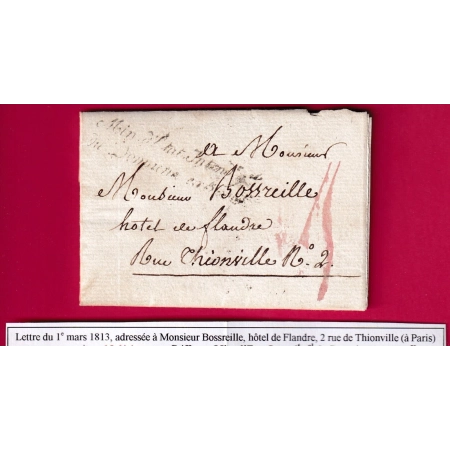 FRANCHISE MINISTRE D'ETAT INTEN Gal DU DOMAINE EXTRAORDINAIRE DE LA COURONNE PARIS 1813 TAXE 15 LETTRE COVER FRANCE
