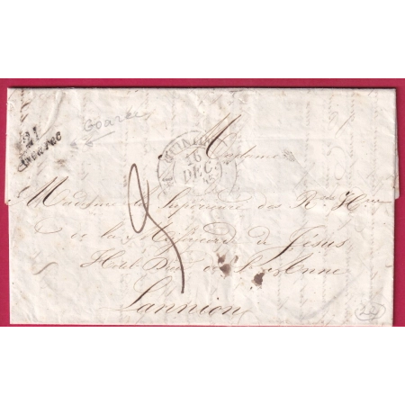 CURSIVE 21 GOAREC COTES DU NORD POUR LANION 1845 INDICE 9 LETTRE COVER FRANCE