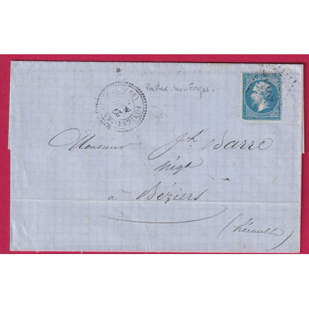 N°22 GC 2969 PONTENX LES FORGES LANDES CAD TYPE 22 POUR BEZIERS HERAULT LETTRE COVER FRANCE