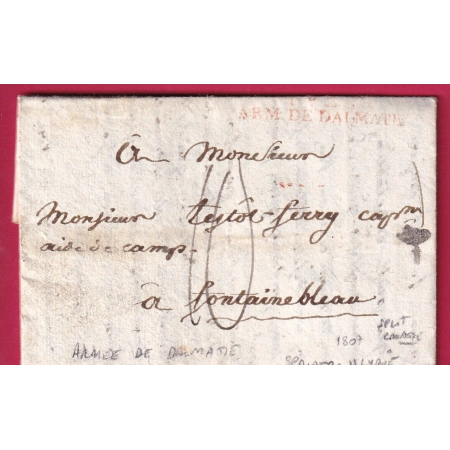 MARQUE N°2 ARMEE DE DALMATIE 1807 SPALATRO SPLIT CROATIE CROATIA FONTAINEBLEAU SEINE ET MARNE LETTRE COVER FRANCE