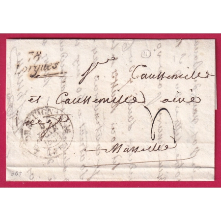 CURSIVE 78 LORGUES VAR 1833 POUR MARSEILLE INDICE 11 LETTRE COVER FRANCE