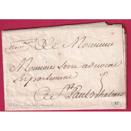 MARQUE MANUSCRIT MONTELIMAR DROME 1750 POUR ST PAUL TROIS CHATEAUX LETTRE COVER FRANCE