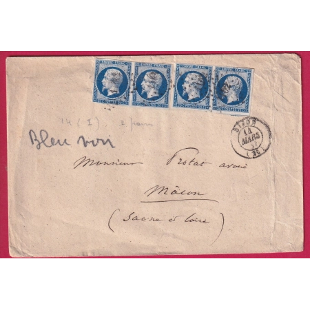 N°14 DEUX PAIRES PC 1102 DIJON COTE D'OR POUR MACON LETTRE COVER FRANCE
