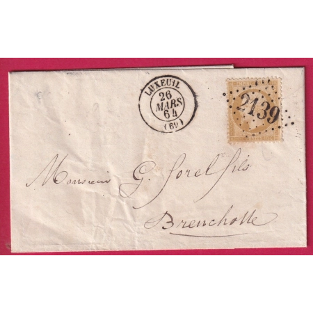 N°21 GC 2139 LUXEUIL HAUTE SAONE POUR BREUCHOTTE LETTRE COVER FRANCE