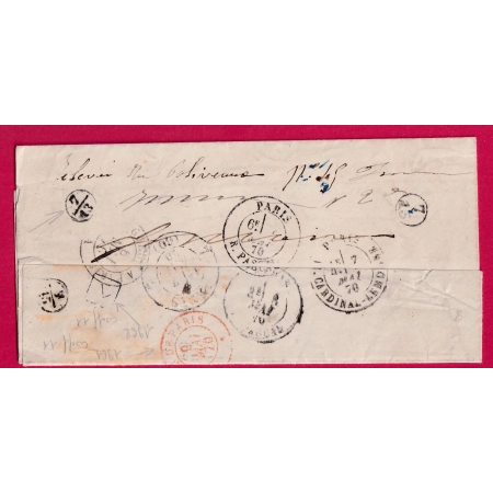 N°29 GC 1733 GUERET CREUSE AU DOS CAD ROUGE REBUTS DE PARIS + CACHET FACTEUR LETTRE COVER FRANCE