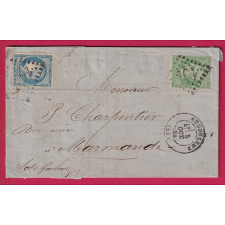 N°37 20 GC 105 ANGOULEME CHARENTE POUR MARMANDE LOT ET GARONNE LETTRE COVER FRANCE