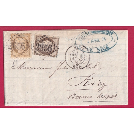N°38 56 GC 2656 NICE ALPES MARITIMES POUR RIEZ BASSES ALPES LETTRE COVER FRANCE