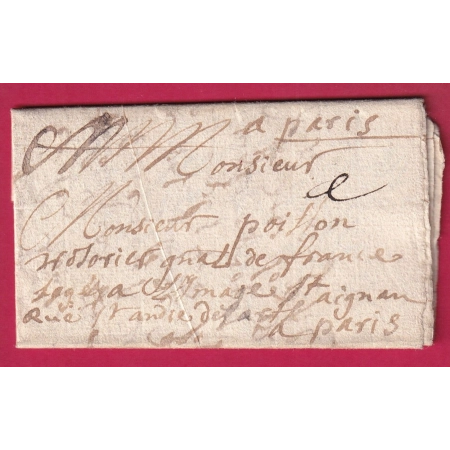LETTRE DE CLERMONT FERRAND 1675 PUY DE DOME POUR PARIS MENTION A PARIS LETTRE COVER FRANCE
