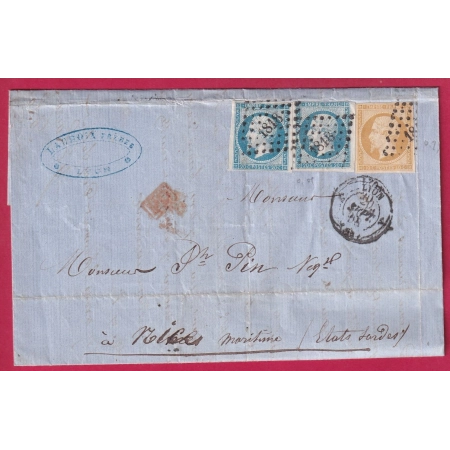 N°14 X2 + 13 PC 1818 LYON A 68 A POUR NICE ALPES MARITIMES ETATS SARDES 1858 LETTRE COVER FRANCE