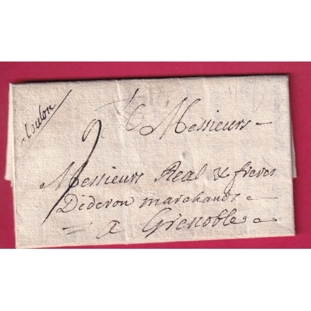 MARQUE MANUSCRIT TOULON VAR 1748 POUR GRENOBLE ISERE LETTRE COVER FRANCE
