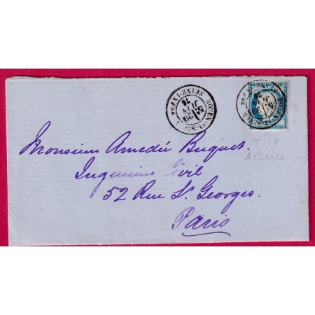 N°60 CAD TYPE 18 ROUEN ST SEVER POUR PARIS LETTRE COVER FRANCE