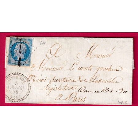 N°14 PC 1741 LIVERNON LOT CAD TYPE 22 POUR PARIS INDICE 12 LETTRE COVER FRANCE