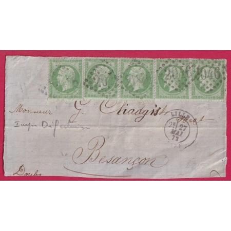 N°20 PEUT ETRE 35 X5 GC 2046 LILLE NORD POUR BESANCON DOUBS DEVANT DE LETTRE COVER FRANCE