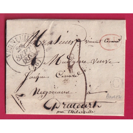 CAD TYPE 13 VERNEUIL EURE BOITE RURALE C BOURTH + DECIME RURALE POUR DRUCOURT 1835 COVER FRANCE