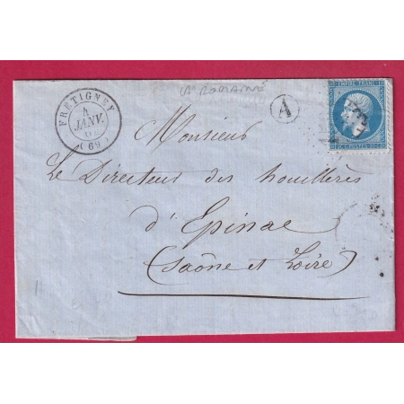N°22 GC 1591 FRETIGNEY HAUTE SAONE BOITE RURALE A LA ROMAINE POUR EPINAC LETTRE COVER FRANCE