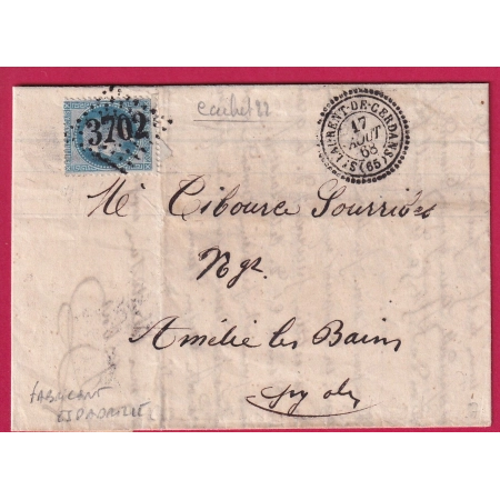 N°29 GC 3702 ST LAURENT DE CERDANS PYRENEES ORIENTALES CAD TYPE 22 AMELIE LES BAINS FABRICANT ESPADRILLES FACTURE LETTRE