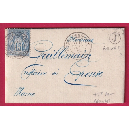 N°90 GIVRY EN ARGONNE MARNE BOITE RURALE J BELVAT TIMBRE NEUF N°90 POUR LA REPONSE DANS TEXTE LETTRE COVER FRANCE