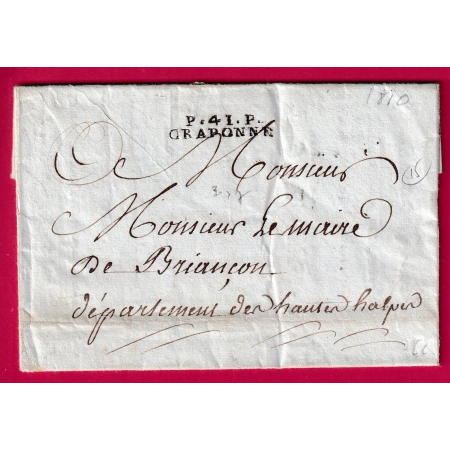 MARQUE P41P CRAPONNE HAUTE LOIRE CACHET MAIRIE AIGLE IMPERIAL INDICE 15 POUR BRIANCON HAUTES ALPES LETTRE COVER FRANCE