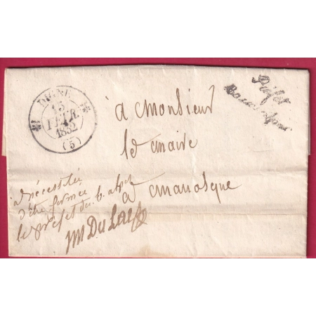 CAD TYPE 12 DIGNE FRANCHISE PREFET DES BASSES ALPES POUR MANOSQUE 1832 LETTRE COVER FRANCE