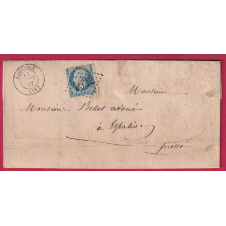 N°22 VARIETE PETIT TIMBRE CARRE SPECTACULAIRE GC 1922 LAGUIOLE AVEYRON POUR ESPALION LETTRE COVER FRANCE