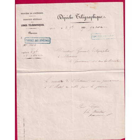 GUERRE 1780 DEPECHE TELEGRAPHIQUE PARIS 3 NOVEMBRE 1870 LETTRE FRANCE