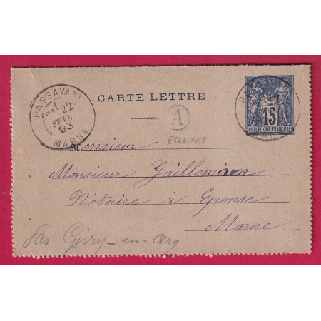 CARTE LETTRE SAG CAD PASSAVANT MARNE BOITE RURALE A ECLAIRES POUR EPENSE LETTRE COVER FRANCE