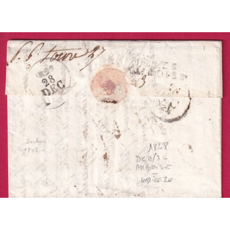 MARQUE DEBOURSE DEB 36 AMBOISE INDRE ET LOIRE INDICE 20 DEPART ST GAUDENS HAUTE GARONNE LETTRE COVER FRANCE