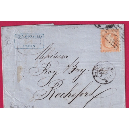 N°16 PICQUAGE SUSSE PARIS J * J POUR ROCHEFORT CHARENTE INFERIEURE TTB COTE 600€ LETTRE COVER FRANCE