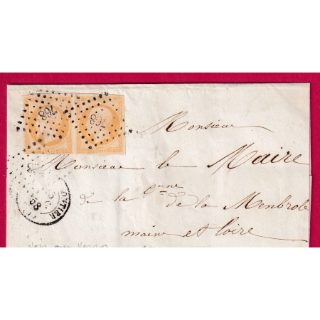 N°13 PAIRE PC 768 CHATEAU GONTIER MAYENNE AU DOS TYPE 22 LA MEMBROLLE MAINE ET LOIRE LETTRE COVER FRANCE