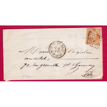N°13B PARIS POTHION 1520 BUREAU H POUR PARIS LETTRE COVER FRANCE