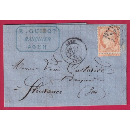 N°38 GC 12 AGEN LOT ET GARONNE POUR FLEURANCE GERS LETTRE COVER FRANCE