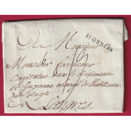 MARQUE ST GENIEZ AVEYRON LENAIN N°1 INDICE 11 POUR LANGRES HAUTE MARNE LETTRE COVER FRANCE