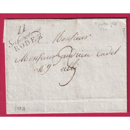 DOUBLE CURSIVE 11 SAUVETERRE RODEZ 1828 POUR ALBI TARN INDICE 17 LETTRE COVER FRANCE