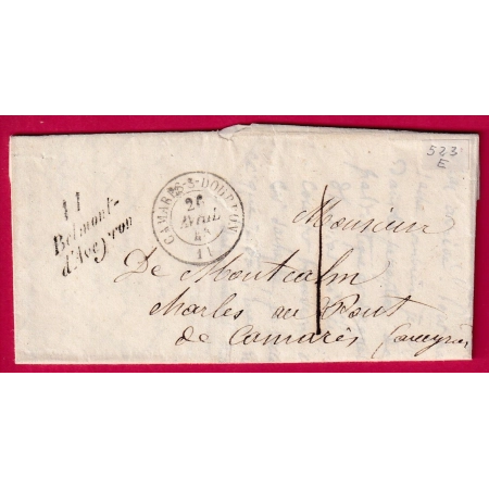 CURSIVE 11 BELMONT D' AVEYRON T15 CAMARES DOURDON TAXE LOCALE 1 CAMARES LETTRE COVER FRANCE