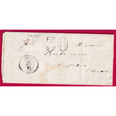 CAD TYPE 22 VIGEOIS CORREZE TAXE TAMPON 30 BOITE RURALE D TROCHE POUR CONFOLENS LETTRE COVER FRANCE