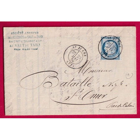 N°60 CAD TYPE 17 ST JUERY TARN POUR ST OMER PAS DE CALAIS INDICE 18 ESTIMATION PAR VINCENT POTHION LETTRE COVER FRANCE