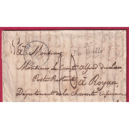 CURSIVE 23 BOURDEILLE DORDOGNE T13 BRANTOME POUR ROYAN CHARENTE INFERIEURE INDICE 22 LETTRE COVER FRANCE