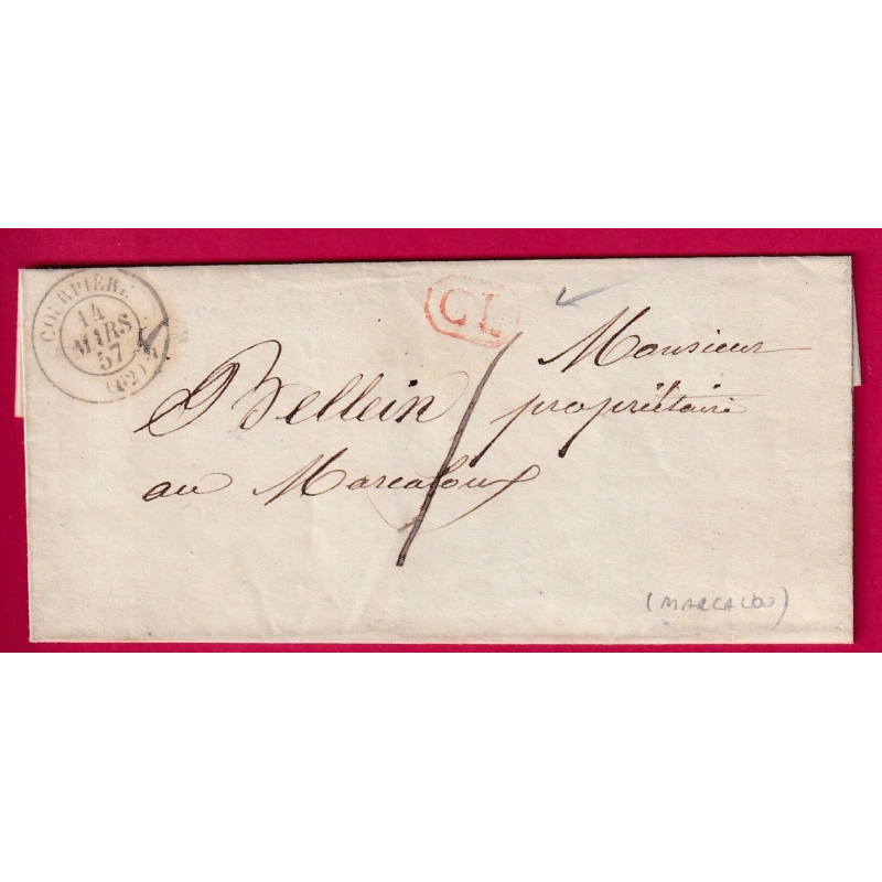 CAD TYPE 15 COURPIERE PUY DE DOME CL ROUGE TAXE LOCALE 1 POUR MARCALOU LETTRE COVER FRANCE