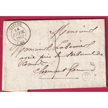 CAD TYPE 14 TAUVES PUY DE DOME BOITE RURALE H A IDENTIFIER POUR CLERMONT LETTRE COVER FRANCE