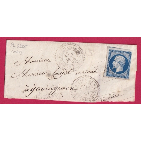 N°14 PC 3225 ST PAL DE CHALACON HAUTE LOIRE CAD TYPE 22 POUR YSSENGEAUX DEVANT DE LETTRE FRONT COVER LETTRE COVER FRANCE