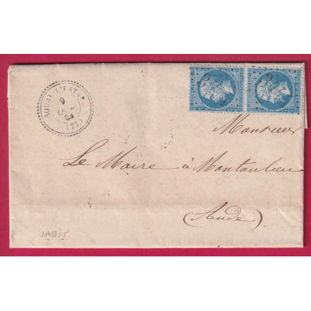 N°22 PAIRE GC 3444 SOUAL L'ESTA TARN CAD TYPE 22 INDICE 15 POUR MONTALIEU AUDE LETTRE COVER FRANCE