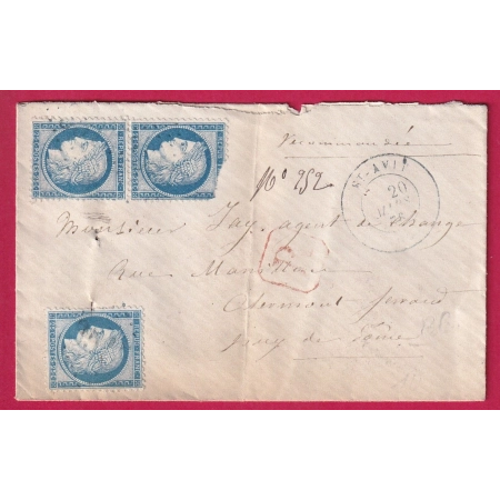 N°60 PAIRE + UN GC 3515 ST AVIT EN BLEU GC + CAD PUY DE DOME POUR CLERMONT RECOMMANDE LETTRE COVER FRANCE