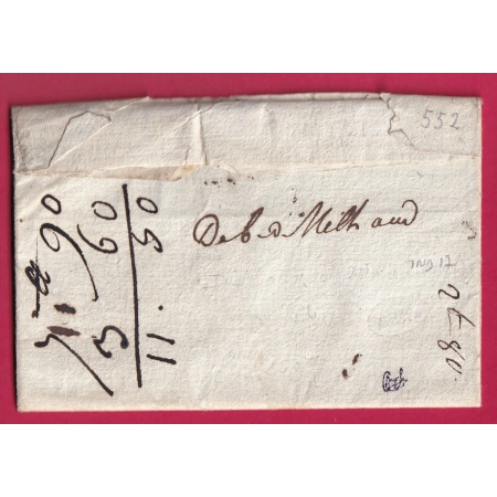 DEBOURSE MANUSCRIT MILHAU MILLAU AVEYRON DEPART MONTPELLIER POUR ST JEAN DU BRUEL REEXP NANT LETTRE COVER FRANCE