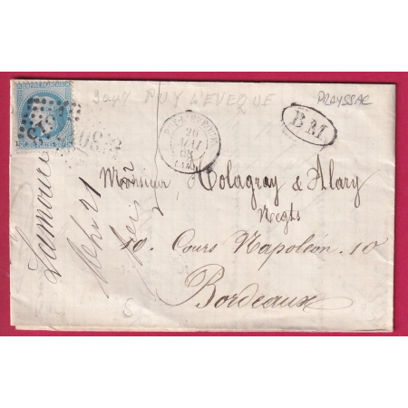N°29 GC 3047 PUY L'EVEQUE LOT BOITE MOBILE DE PRAYSSAC POUR BORDEAUX GC 2813 PERIGUEUX DORDOGNE LETTRE COVER FRANCE