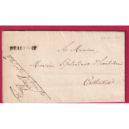 MARQUE SARDE BEAUFORT SAVOIE FRANCHISE LE SYNDIC DE BEAUFORT (MAIRE) 1848 POUR ABERTVILLE LETTRE COVER FRANCE
