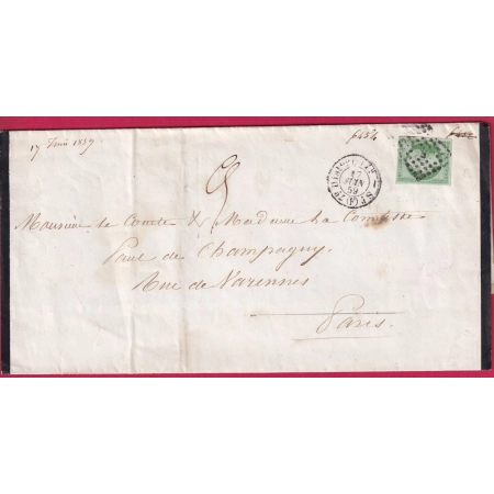 N°12 TTB PARIS POTHION 1520 BUREAU F LOSANGE BATON GL POUR PARIS LETTRE COVER FRANCE