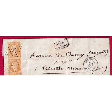N°13 PAIRE PC 580 CAHORS LOT APRES LE DEPART POUR LA BASTIDE MURAT LETTRE COVER FRANCE