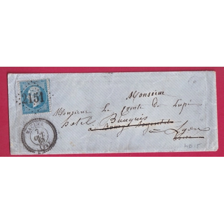 N°22 GC 2151 MACLAS LOIRE CAD TYPE 22 INDICE 15 POUR LYON LETTRE COVER FRANCE